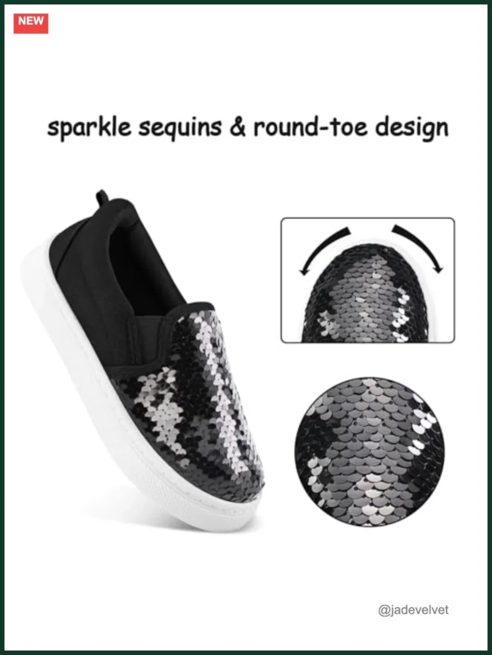 Toddler Slip on Sneakers Sequins Canvas Lightweight Walking Shoes